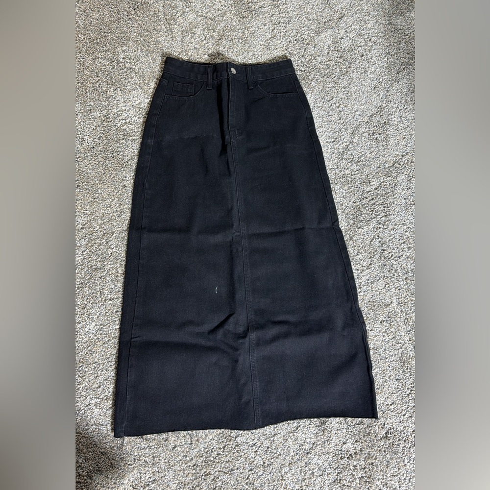 Black Denim Skirt midi length